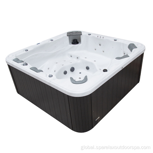 Massage whirlpool bath tub with lounge and seats